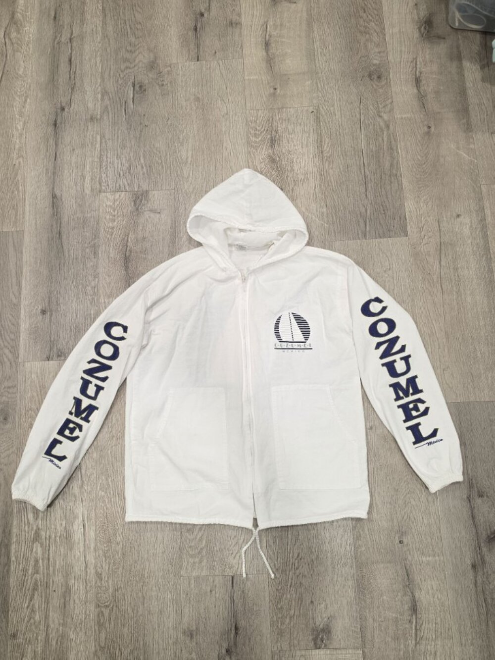 Vintage La Iguana Cozumel Mexico Hooded Zip-Up Jacket With Pockets & Sailboat - Picture 5 of 6